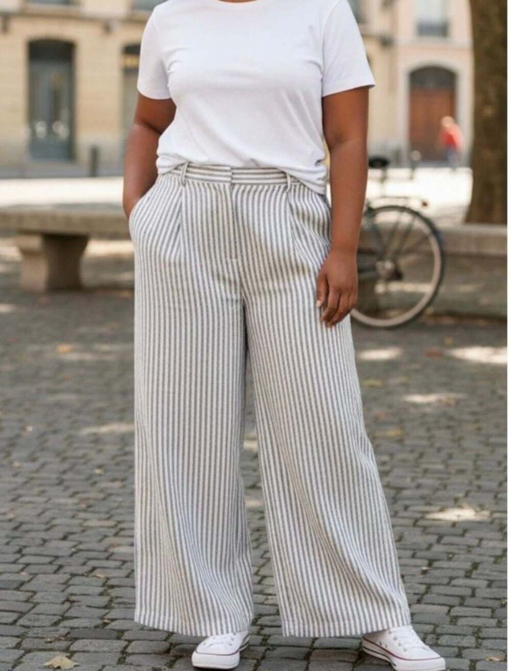 NWT Michael Michael Kors High-Rise Wide Leg Striped Linen Pants Size 6